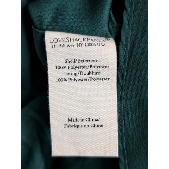 LoveShackFancy Estine Green Taffeta Mini Dress Size 12 Ruffle Party Cocktail NWT - Picture 9 of 9